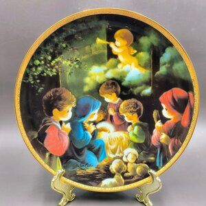 Precious Moments Nativity Plate COME LET US ADORE HIM Bible Story Christmas